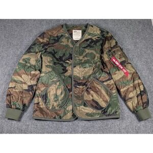 Alpha Industries ALS/92 Liner Jacket Mens Small Woodland Camo Snaps Military